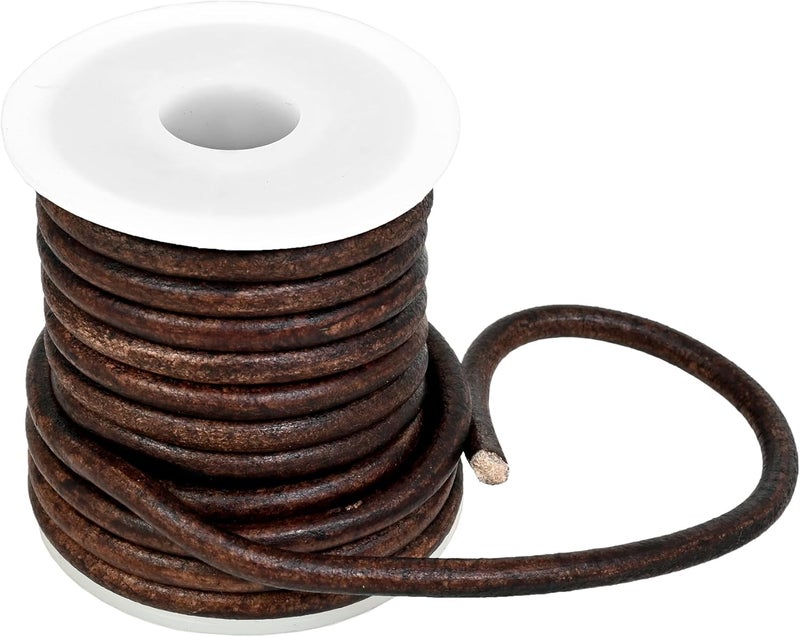 GENIQUE Real/Genuine Round Leather String Cord for Necklace, Bracelets, Jewellery, Braiding (5mm, Antique Brown Distressed) - Image 4
